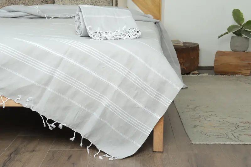 96x80 Cotton Striped Towel, Decorative Bedspread, Custom Wedding Gift From Bridesmaid, Couch Cover, Wedding Favors, Decorative Blanket, Tablecloth - 7