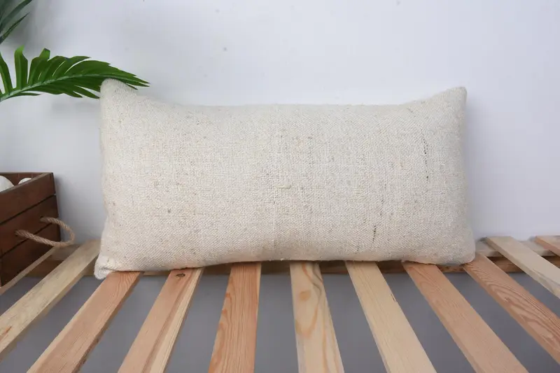 Home Decor Pillow, Turkish Kilim Pillow, 12x24 Beige Cushion, Tribal Cushion Cover, Cushion Cover, Kilim Cushion Sham, Ottoman Cushion Cover - 1