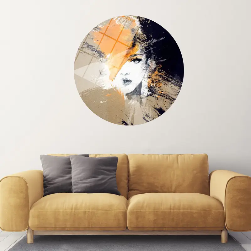 Elegant Canvas Print: Woman Portrait in Brown & Orange