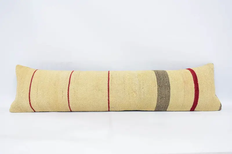 Überwurf, beige gewebter Euro-Kissenbezug, gestreiftes 30,5 x 119,4 cm großes Kissen - 1