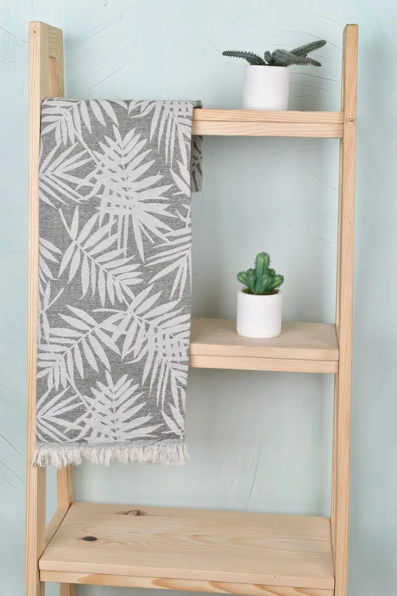 Bridesmaid Gift Khaki Green Cotton Towel with Floral Pattern, 40x63 Inches