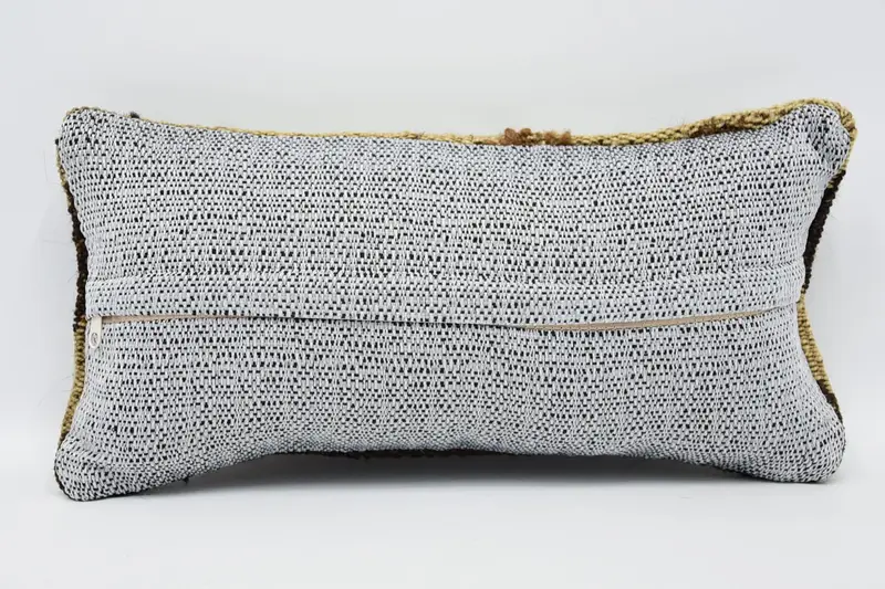 Wool Kilim Pillow Cushion, Pillow for Couch, Sofa Bolster Pillow, Home Decor Pillow, Cushion Case, Turkish Pillow, 8x16 Brown Cushion Cover - 6