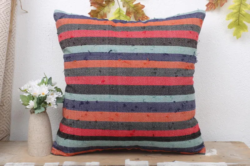 18x18 Red Pillow Cover, Shabby Chic Pillow Cover, Cushion, Vintage Kilim Pillow, Ethnical Kilim Rug Pillow, Pillow for Couch - 2