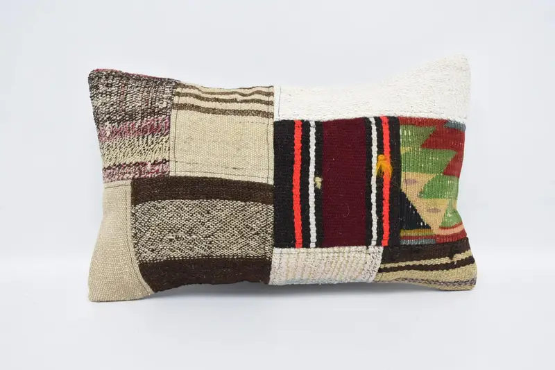 White Vintage Antique Euro Sham, 12x20 inch Hostess Gift Striped Cushion Case - 1