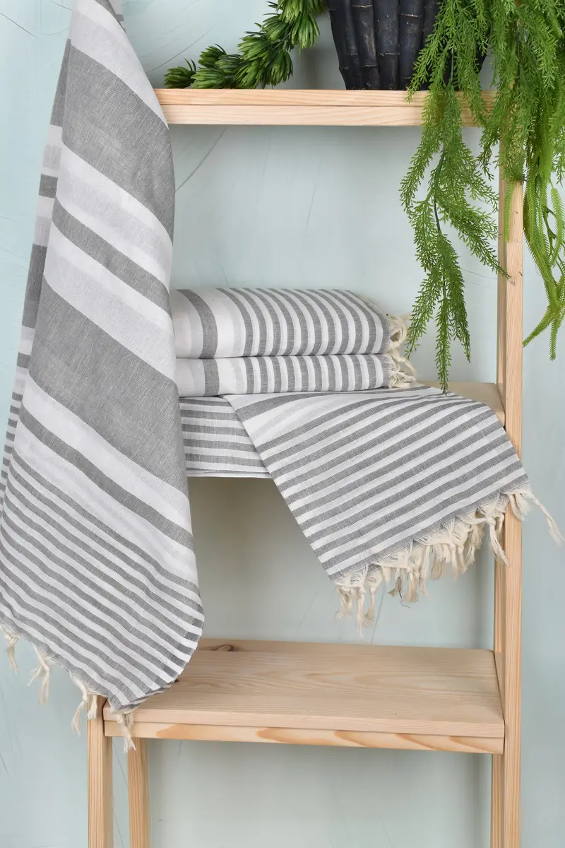 Handmade Gift, Quick-dry towel, 70x40 Cotton Striped Towel, Personalized Beach Towel, Fringed Turkish towel for poolside, Monogrammed Beach Towel - 6