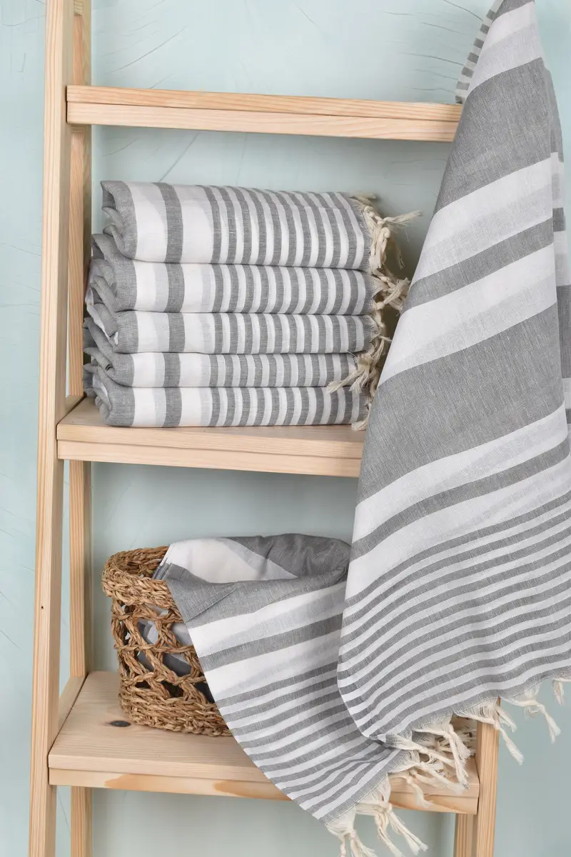 Handmade Gift, Quick-dry towel, 70x40 Cotton Striped Towel, Personalized Beach Towel, Fringed Turkish towel for poolside, Monogrammed Beach Towel - 3
