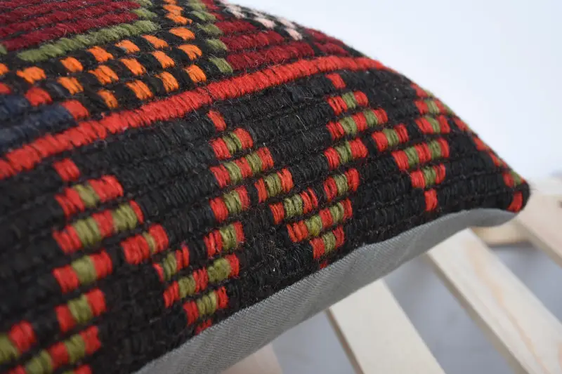 Office Chair Pillow Sham, 20x20 Red Pillow, Pillow Case, Ethnical Kilim Rug Pillow, Boho Pillow Sham Cover, Throw Kilim Pillow - 7