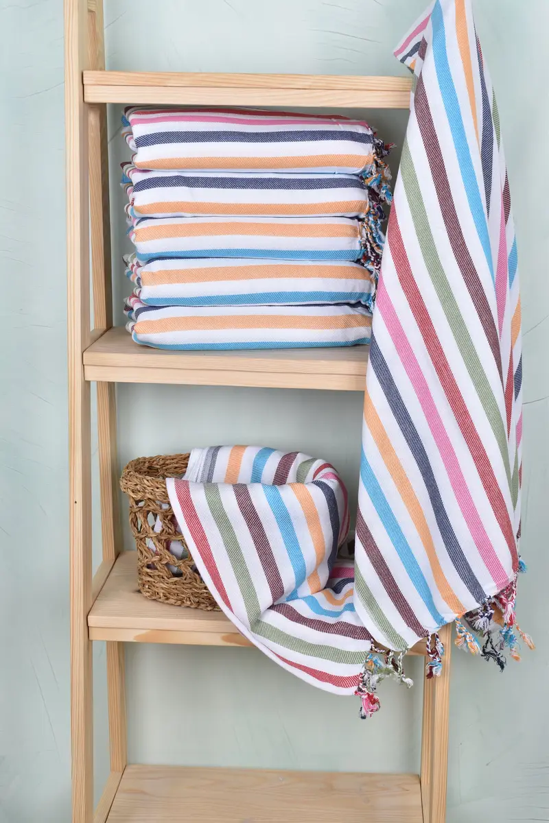 Organic cotton peshtemal for spa and beach, Best Beach Towel, 70x40 Cotton Striped Towel, Turkish bath towel, Grandma Gift, Custom Wedding Gifts - 3