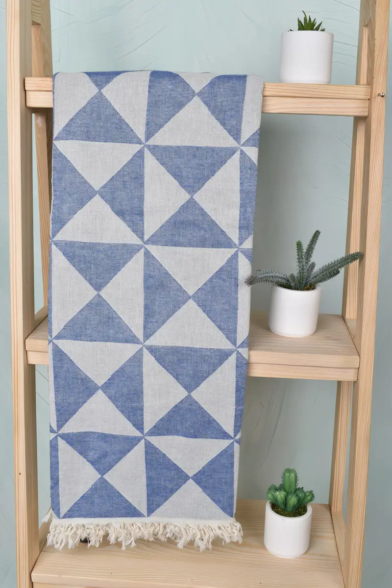 Personalize Gift Sax Blue Towel, Geometric Beach Towel, 40x71 Inches