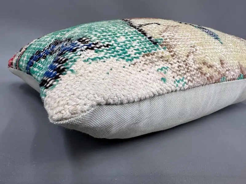 Floor Pillow Sham, Pillow Sham, Vintage Kilim Pillow, Knitted Cushion Case, Vintage Pillow, Pillow for Sofa, 12x20 Green Cushion Case - 6