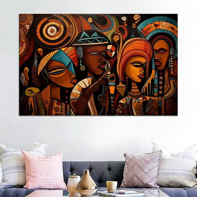 Elegante braune Ethno-Design-Leinwand – Afrikanische Frau Kunstdruck