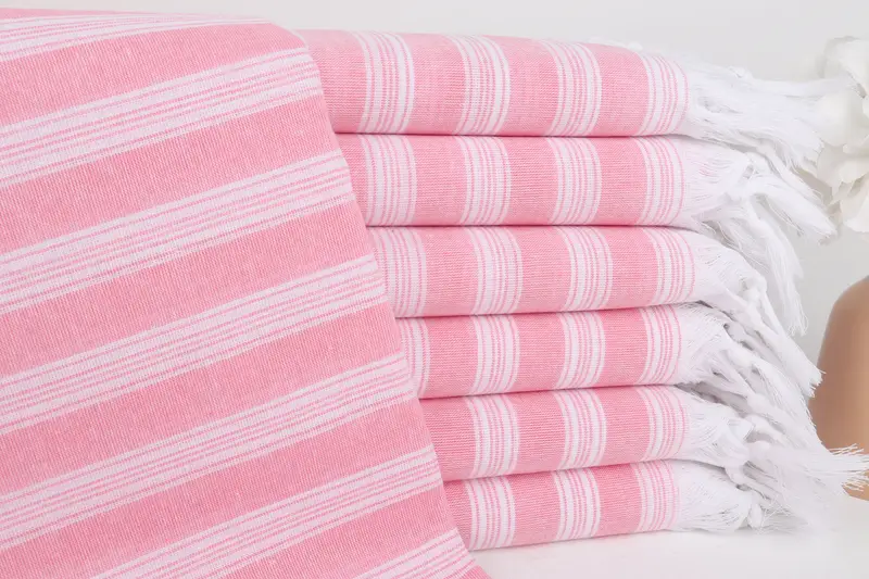 Personalized Monogram Beach Towel Pink Striped, 40x71 Inches