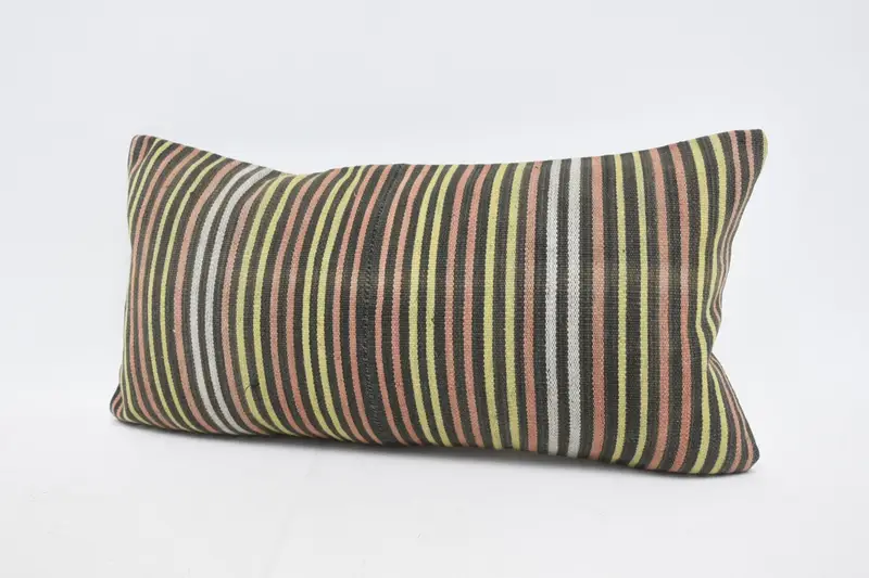 Kilim Cushion Sham, Nomadic Cushion Case, Throw Kilim Pillow, Aztec Cushion, Indoor Cushion Cover, Cushion, Kilim Pillow, 12x24 Green Cushion - 4