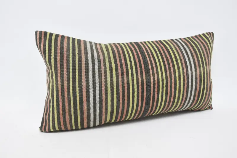 Kilim Cushion Sham, Nomadic Cushion Case, Throw Kilim Pillow, Aztec Cushion, Indoor Cushion Cover, Cushion, Kilim Pillow, 12x24 Green Cushion - 3