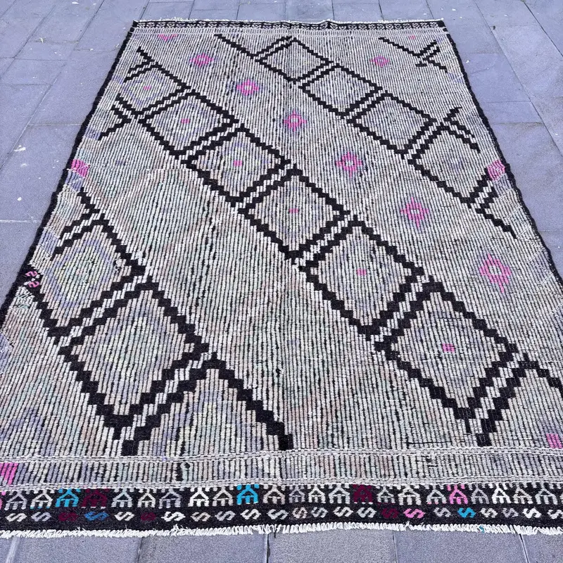 Yeşil, Turuncu Patchwork Halı, 6,1x9,8 ft