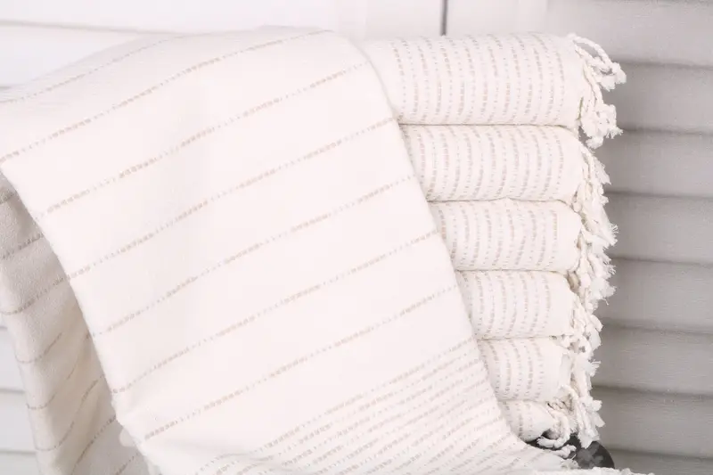 Beach Towel Personalized Organic Cotton Beige 38x71 Inches