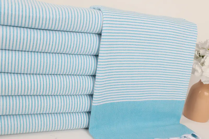 Wedding Towel, Summer Towel, 70x40 Cotton Striped Towel, Organic towel, Embroidered Towel, Luxury towel, Personalized Wedding Gift For Couple - 2