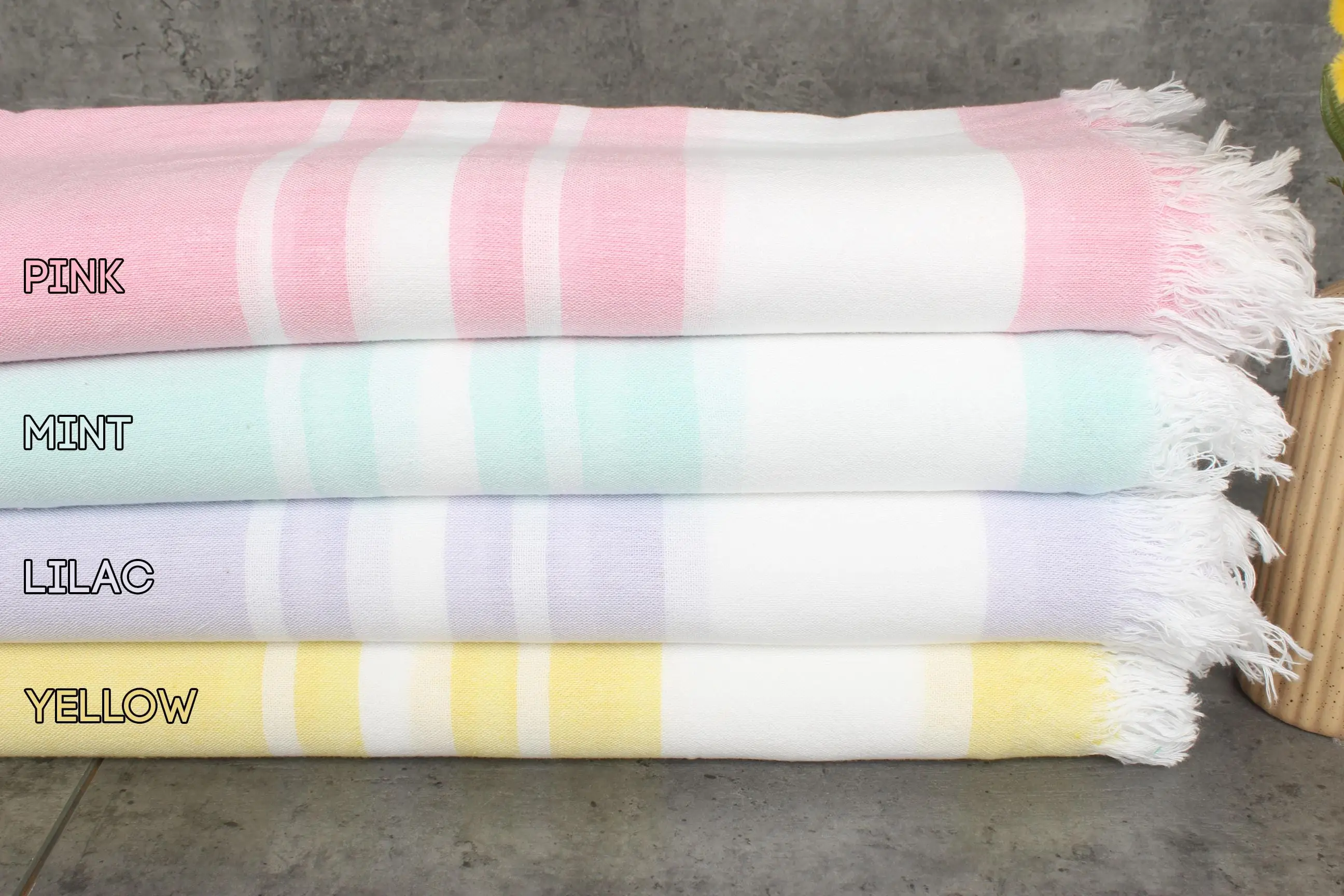 Cotton Towel Striped Turkish Organic, Beach Towel 36x67 Inches - 1