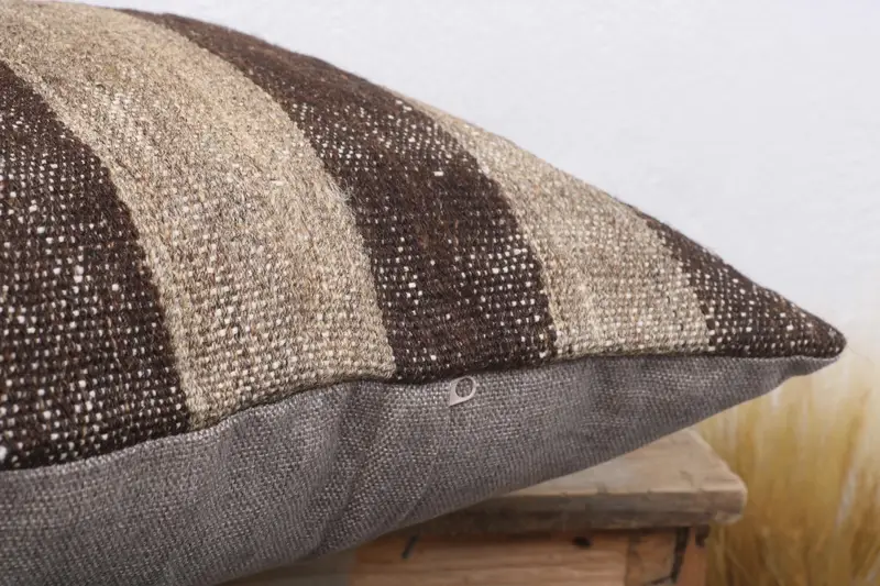 Handmade Kilim Cushion, Pillow for Sofa, Boho Chic Pillow, 18x18 Brown Pillow Cover, Pillow Sham, Car Pillow Sham, Throw Kilim Pillow - 6