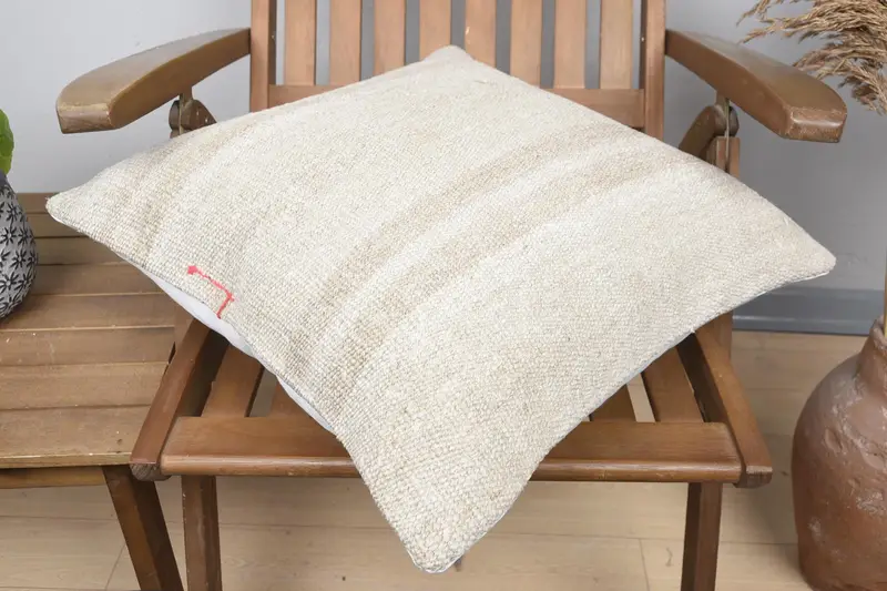 Vintage Kilim Pillow, 20x20 Beige Pillow Sham, Pattern Throw Cushion Cover, Vintage Kilim Throw Pillow, Vintage Pillow, Cushion Case - 4