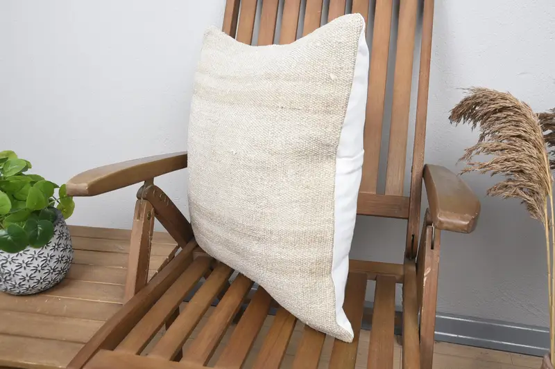 Vintage Kilim Pillow, 20x20 Beige Pillow Sham, Pattern Throw Cushion Cover, Vintage Kilim Throw Pillow, Vintage Pillow, Cushion Case - 3