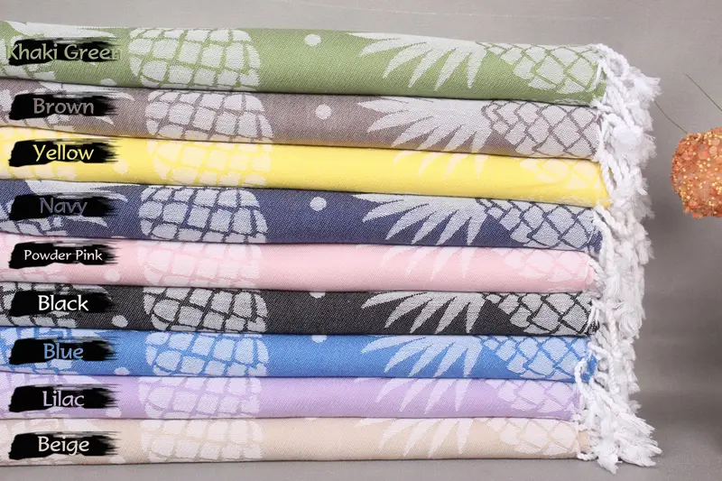 Turkish Towel Organic Cotton Pineapple Design, 36x71 Inches