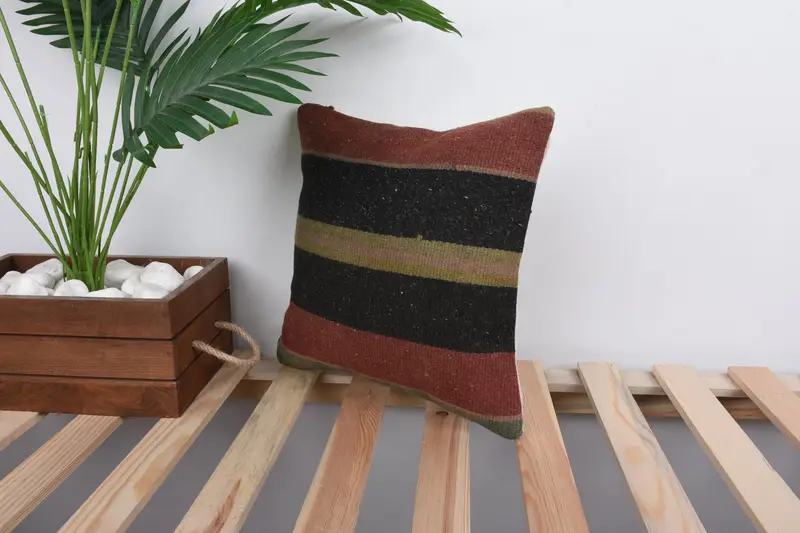 Outdoor Cushion Case, Interior Designer Pillow, Boho Pillow Sham Cover, Cushion Cover, 12x12 Red Cushion Cover, Kilim Cushion Sham - 5