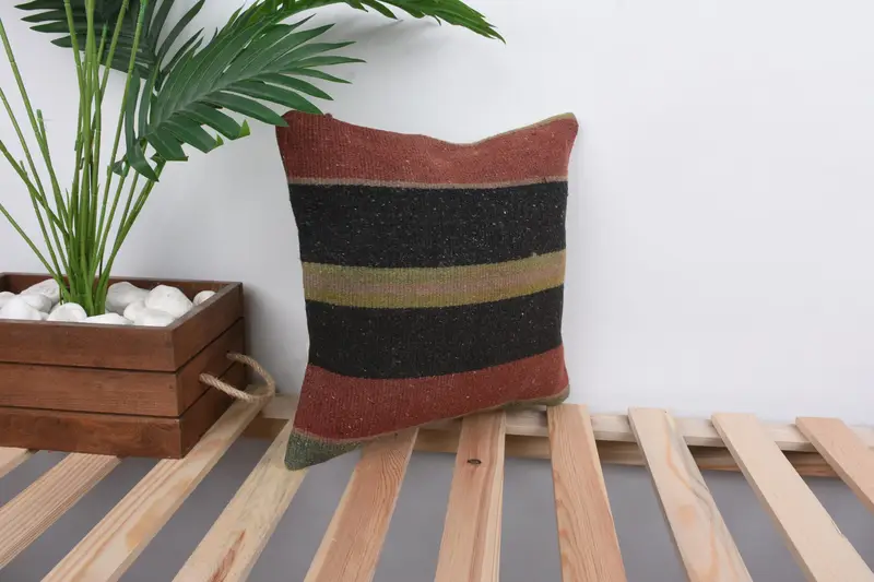 Outdoor Cushion Case, Interior Designer Pillow, Boho Pillow Sham Cover, Cushion Cover, 12x12 Red Cushion Cover, Kilim Cushion Sham - 4