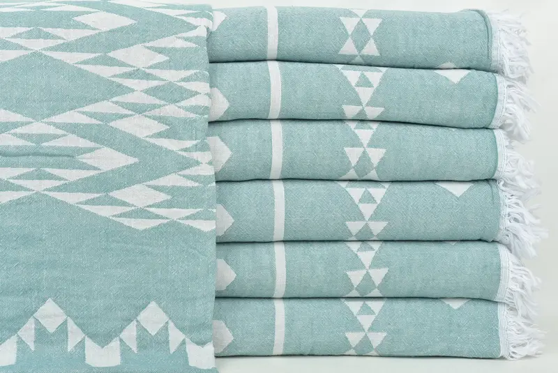 70x60 Cotton Geometric Towel, Boho Throw Blankets, Turkish Bedspread, Personalized Wedding Gift For Couple, Bedspread, Organic Throw, Tablecloth - 2