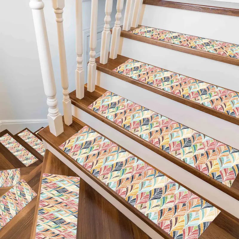 Geometric Pattern Printed Rug: Stair Rug with Ethnic Kilim Design