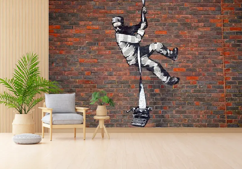 Kentsel Zarafet: Banksy Graffiti'den Esinlenen Baskılı Duvar Kağıdı