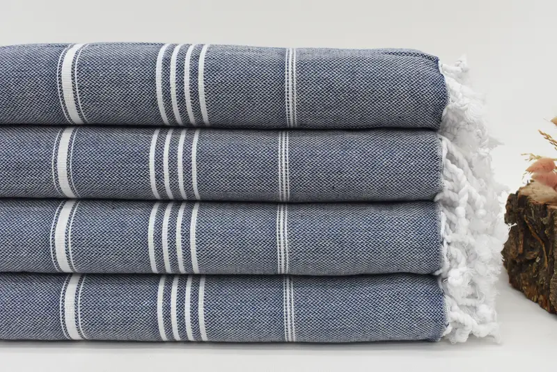 96x80 Cotton Striped Towel, Bedspread, Gift For Boyfriend, Beach Bachelorette Party Decorations, Custom Wedding Gifts, Woven Throw Blanket - 2
