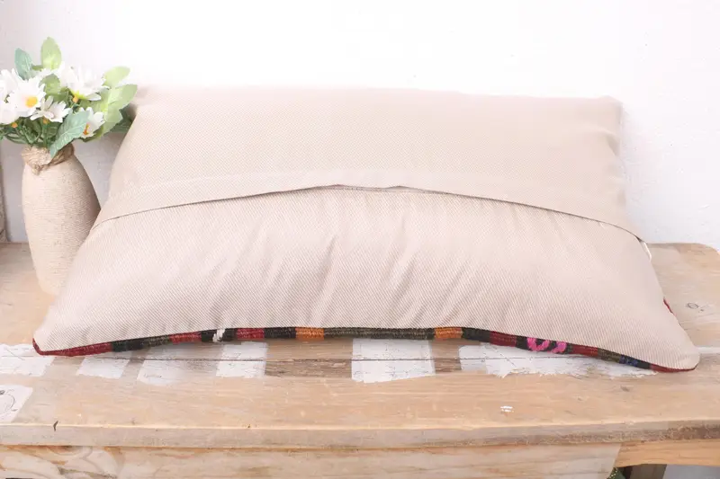 Pillow Sham, Turkish Pillow, Ethnical Kilim Rug Pillow, Shabby Chic Cushion, Shabby Chic Cushion Cover, Pillow for Couch, 12x20 Brown Cushion Case - 7