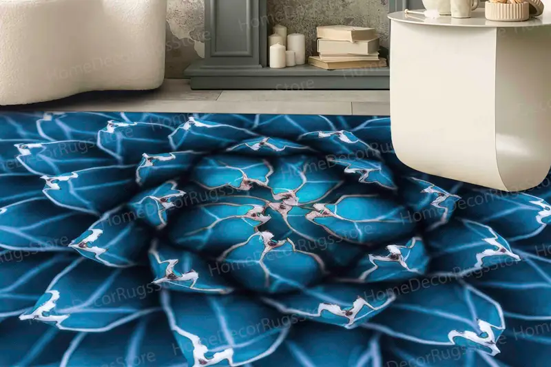 Teppich mit geometrischem Druck: Modernes Design, weicher Stoff, vielseitiges Dekor