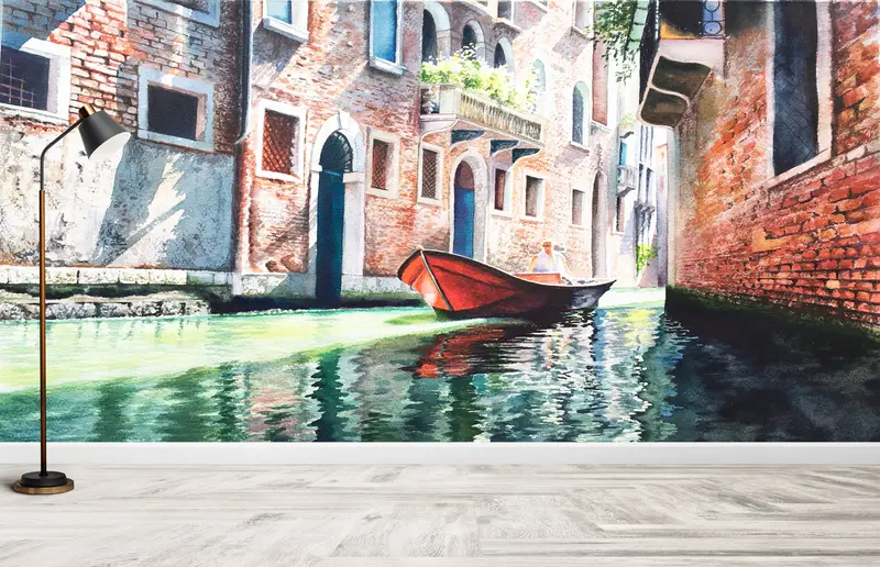 カスタムウォールペーパー、モダンウォールペーパー、イタリアの壁の壁画、、グランドキャナルランドスケープウォールペインティング、壁紙の皮とスティック、モダンウォールアート、 - 1