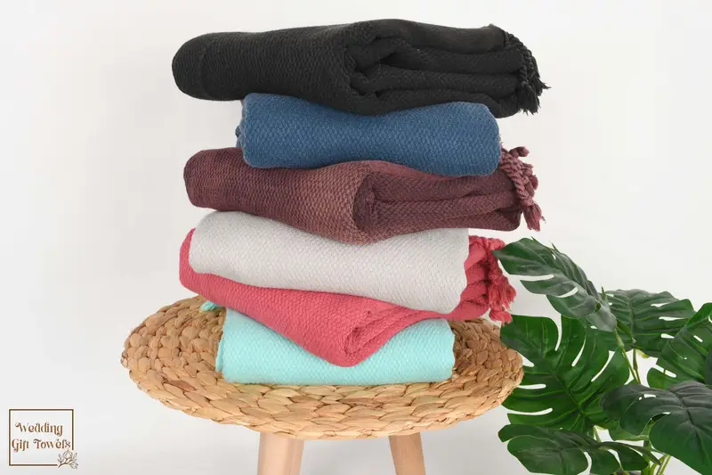 Personalized Turkish Cotton Towel: Geometric Stonewashed Beach Towel, Beige, 32x70