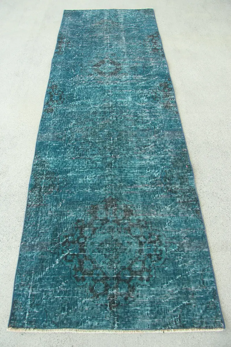 Blue Ikat Rug, 2,8x8,3 ft Elegant Home Decor