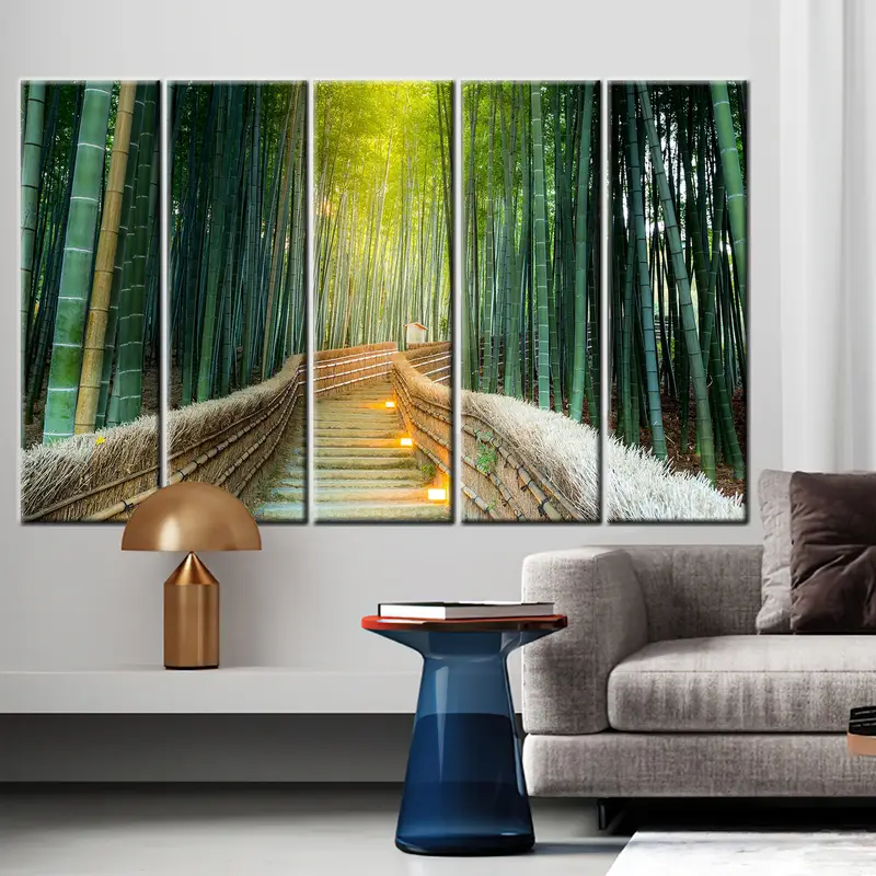 Bamboo Canvas, Greenway Poster Art, Fairy Tale Forests Canvas, Undiscovered Japan Wall Art, Evergreen Bamboo Forest, Forest Landscape Canvas - 6