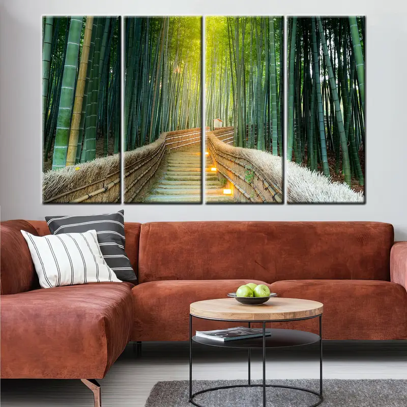 Bamboo Canvas, Greenway Poster Art, Fairy Tale Forests Canvas, Undiscovered Japan Wall Art, Evergreen Bamboo Forest, Forest Landscape Canvas - 1
