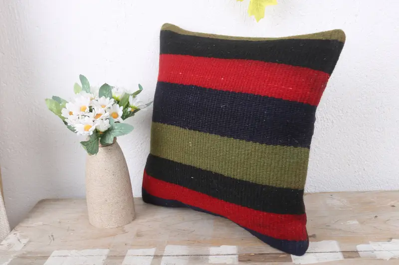 Pillow for Sofa, Handmade Kilim Cushion, Lounge Throw Cushion, Pillow Case, Interior Designer Pillow, 12x12 Red Pillow Sham - 4