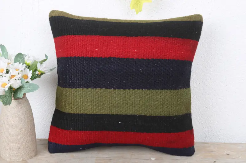 Pillow for Sofa, Handmade Kilim Cushion, Lounge Throw Cushion, Pillow Case, Interior Designer Pillow, 12x12 Red Pillow Sham - 2