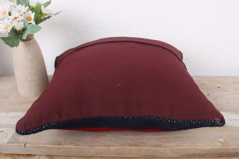 Pillow for Sofa, Handmade Kilim Cushion, Lounge Throw Cushion, Pillow Case, Interior Designer Pillow, 12x12 Red Pillow Sham - 7
