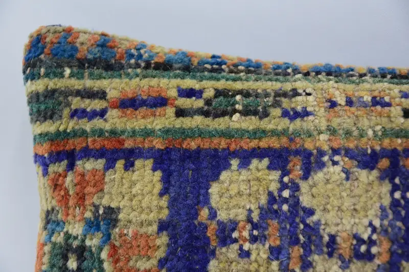 Boho Pillow, Anatolian Cushion Cover, Cushion, Turkish Pillow, Ethnical Kilim Rug Pillow, Tapestry Cushion Cover, 8x16 Blue Cushion - 2