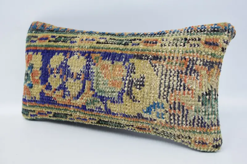 Boho Pillow, Anatolian Cushion Cover, Cushion, Turkish Pillow, Ethnical Kilim Rug Pillow, Tapestry Cushion Cover, 8x16 Blue Cushion - 4