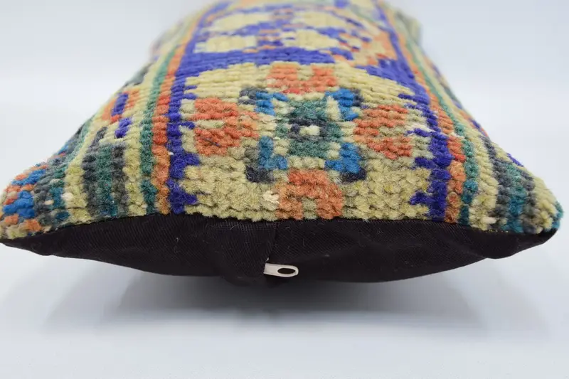 Boho Pillow, Anatolian Cushion Cover, Cushion, Turkish Pillow, Ethnical Kilim Rug Pillow, Tapestry Cushion Cover, 8x16 Blue Cushion - 5