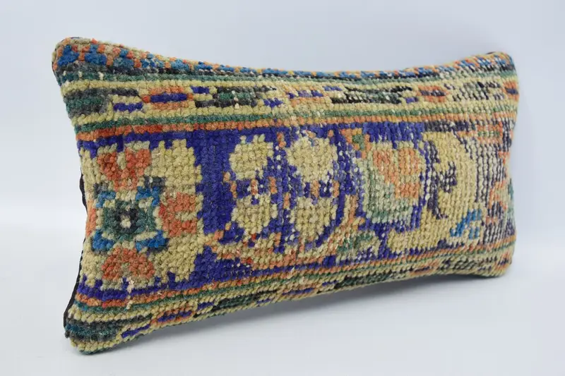 Boho Pillow, Anatolian Cushion Cover, Cushion, Turkish Pillow, Ethnical Kilim Rug Pillow, Tapestry Cushion Cover, 8x16 Blue Cushion - 3