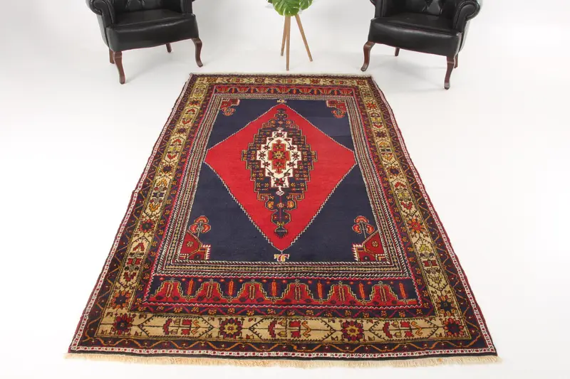 4.8x8.7 ft Vintage Halı, Büyük Türk Halısı, Kırmızı Puantiyeli Halı - 1