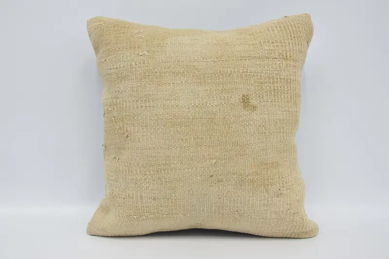 Master Bedroom Plaid Turkish Pillow Cover, Beige Moroccan 18x18 inch Pillow - 1