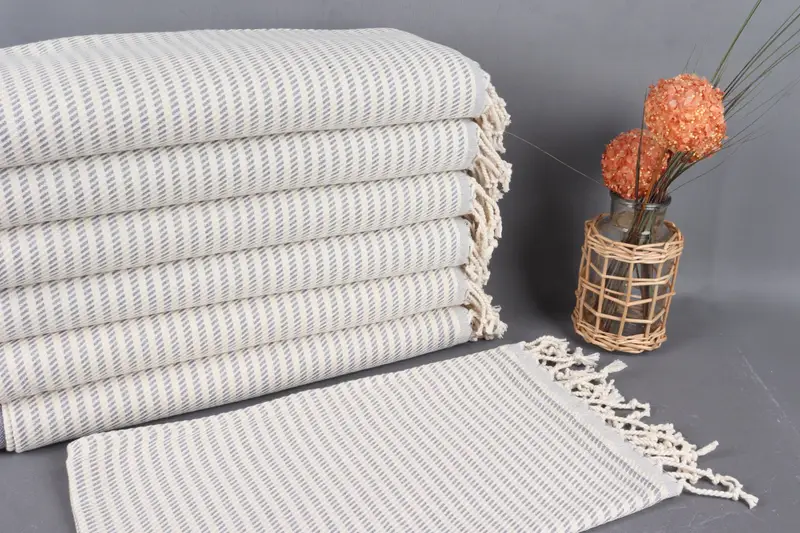 Dish Towel Gray with Beige Polka Dots, Organic Cotton, 20x40 Inches