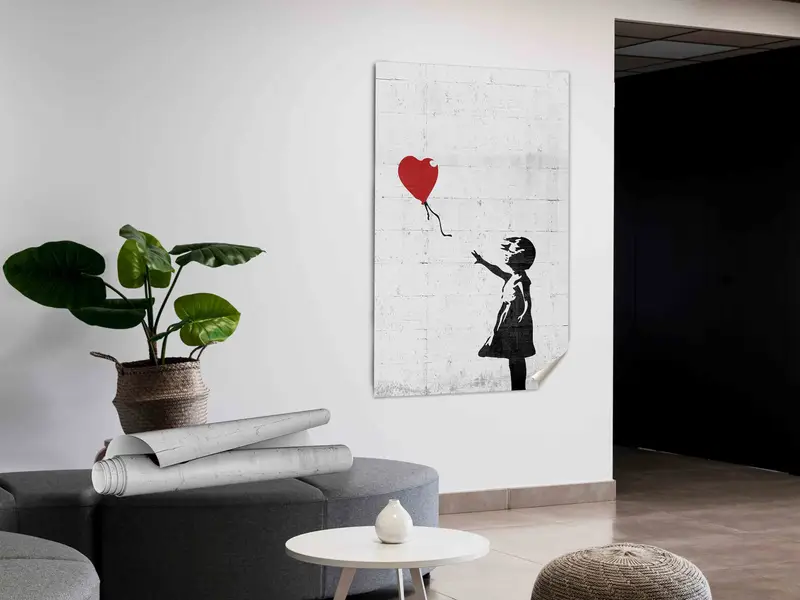 エレガントなバンクシー ガール グラフィティ キャンバス プリント - 現代アート